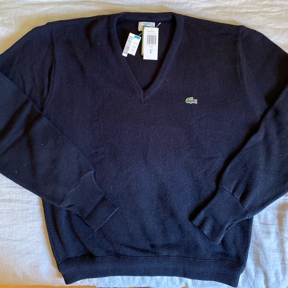 Vintage black Lacoste V neck sweater men’s L